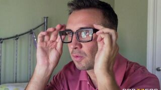 The guy tore red underwear from a girl and fucked her on the bed
