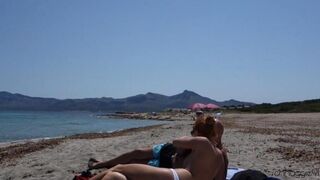 Blowjob on the beach with a total cum shot