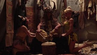 Three guys fucked fairytale girls with red-skinned in an eporn scene