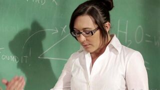 A girl is fucking with her lesbian teacher on the table