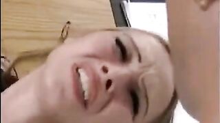 A hand job with a cock and a girl being fucked at the same time