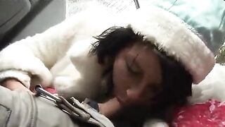 Two drunken Santa Clauses fucked the hot Snow Maiden hard
