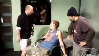 A man made a cumshot right in the mouth of an insolent girl