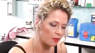 Babe with a clit piercing plays with her new sex toy