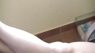 A naked girl has a little fire after smoking, homemade video