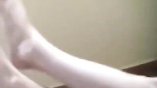 A naked girl has a little fire after smoking, homemade video