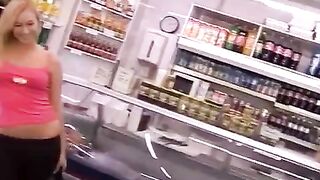 Stunning blonde thief gets fucked hard by the cashier