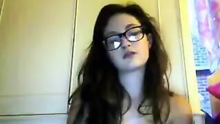 Student with glasses takes off clothes during the video chat