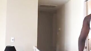 A sexy blonde girl takes a big black cock in her ass on the couch