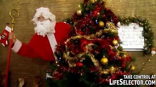 A sexy Russian can meet five guys in the Santa suits