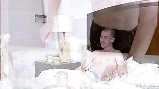 Amber Rain has sex with her husband and his friend, who also fucked her