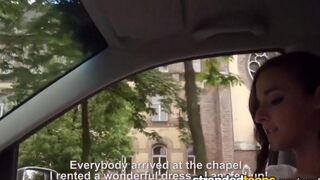 A new bride got fucked by a taxi driver in the car