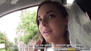 A new bride got fucked by a taxi driver in the car
