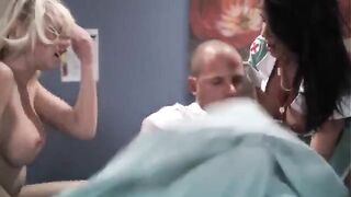 Two hot nurses are getting fucked by a huge dick