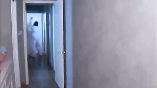 The monster has sex with an Asian girl in the mouth