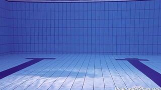 Helen went swimming in the pool completely naked without any swimwear