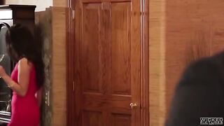 The sisters are making a blowjob to their friend in the bathroom