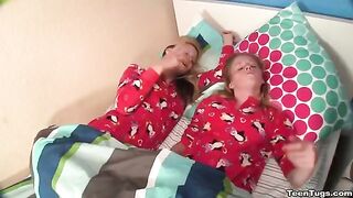 Two sisters decided to cheer up their friend by jerking his cock