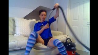 Girl brought to orgasm by a vacuum cleaner or her fingers