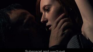 A cute teen redhead gets fucked in a dark room