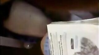 The guy climbed to the girl's pussy using his hand
