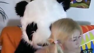 A young cute girl was fucked by a wild bear in a passionate encounter