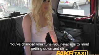 A blonde pays for her trip in a rather intimate way