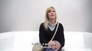 Young 25-year-old Czech makes a blowjob at porn casting