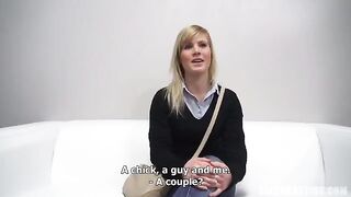 Young 25-year-old Czech makes a blowjob at porn casting