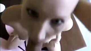 A chick who loved to suck cock deeply, showcasing her skill in POV