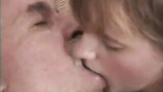 The grandfather stretched the finger of her granddaughter