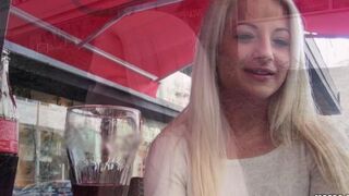A sexy blonde with natural tits gets fucked on camera