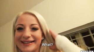 A sexy blonde with natural tits gets fucked on camera