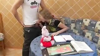Instead of studying, the schoolgirl is better at fucking