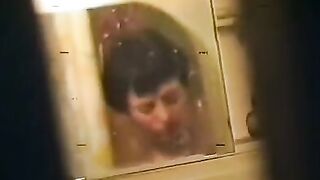 A drunken woman was fucked by a soldier in the bath, her tits big