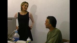 An elderly man fucks his younger sister, who is not against it