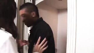 Skinny ebony teen reporter fucked hard by a black guy in an interview