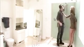 The wife got fucked by plumber while the husband was not around