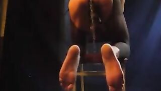 A handsome guy in pantyhose stood cancer and stuffed his cock