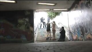 Girl tied up and fucked on the public street