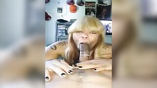 Black beauty put a condom on the guy’s dick and sucked it