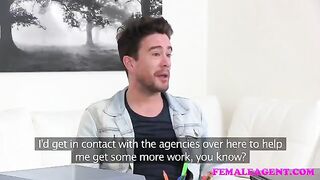The couple have an amazing sex on the couch with fake tits