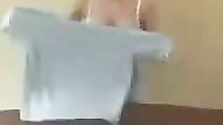 A chick with big milk teaches you to work with her tits