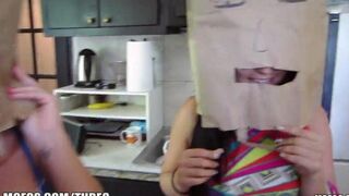 The girls put on each other's bags on their heads and had sex