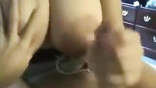 The fat woman swallows all the sperm to the last drop