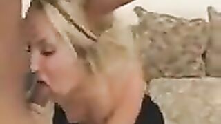 A blonde girl with a mouth-watering ass fucks with a guy