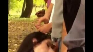 Four girls were raped in their holes by a group of guys on the street