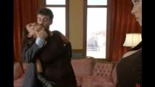 The husband punishes his wife and her maid in a BDSM style