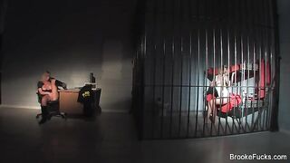 The guard caressed himself with his hand in uniform at work