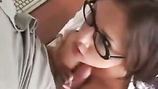A secretary fucks with her boss at work in a steamy office encounter